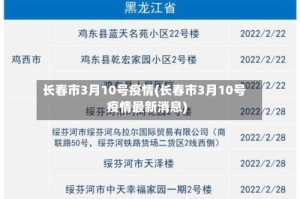 长春市3月10号疫情(长春市3月10号疫情最新消息)