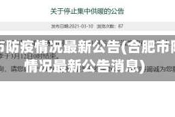 合肥市防疫情况最新公告(合肥市防疫情况最新公告消息)